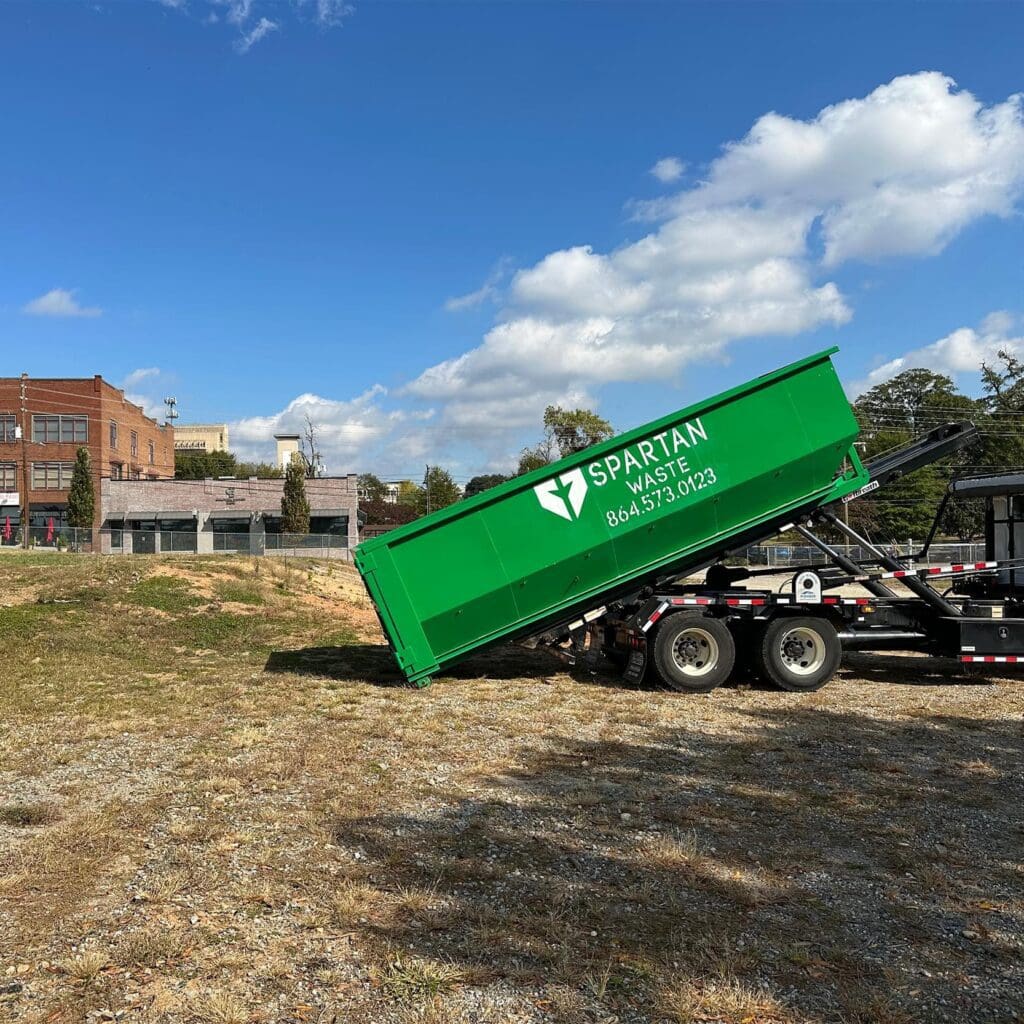 Spartan Waste helps with demolition at new baseball stadium build in Spartanburg, SC.